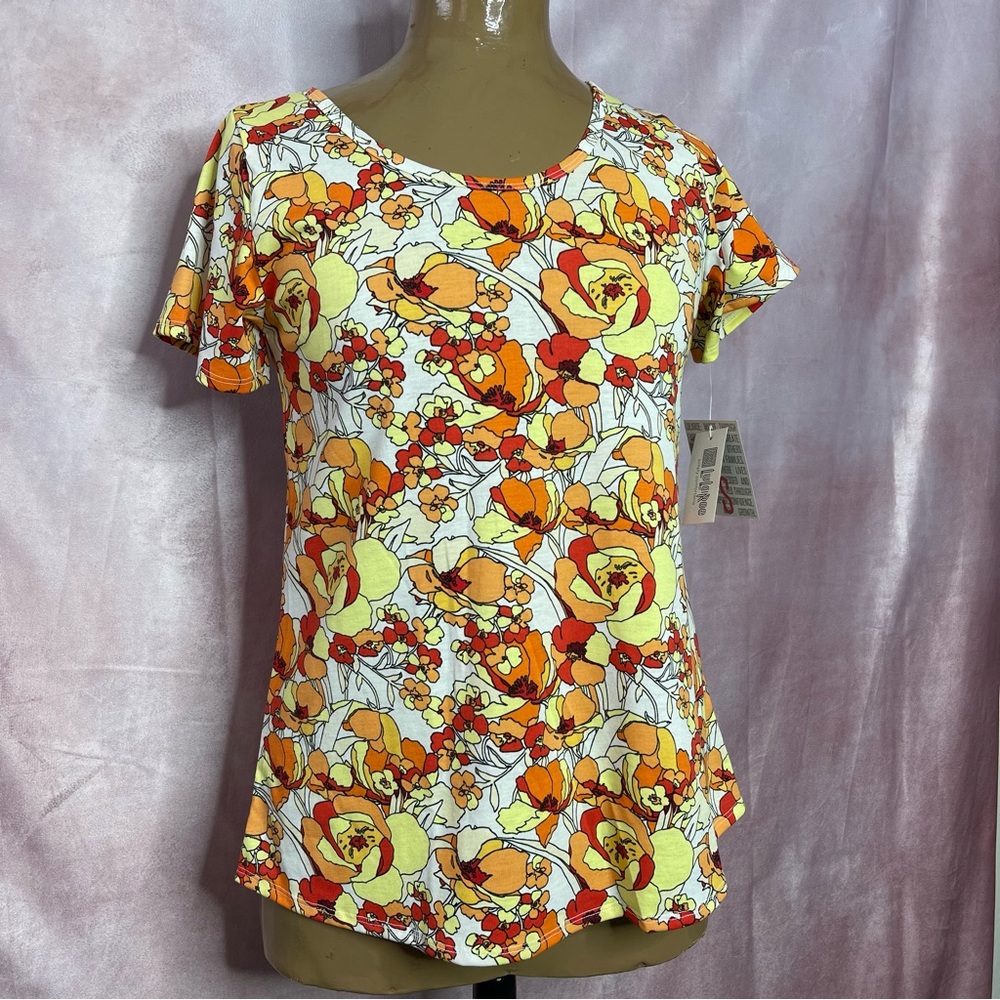 LuLaRoe Classic Tee Orange/Yellow/Rust Floral NWT Sizes XS & S